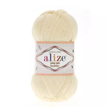 Пряжа Alize 'Cotton Gold Hobby' 50г 165м (55% хлопок, 45% акрил) (1 молочный)