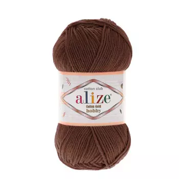 Пряжа Alize 'Cotton Gold Hobby' 50г 165м (55% хлопок, 45% акрил) (493 коричневый)