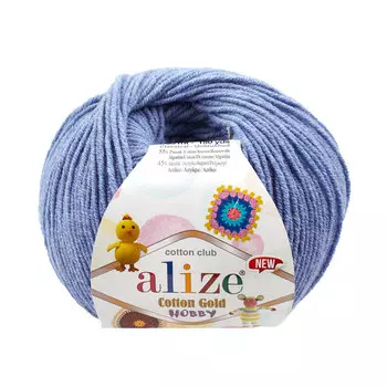 Пряжа Alize 'Cotton Gold Hobby NEW' 50г 165м (55% хлопок, 45% акрил) (374 голубой меланж)