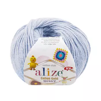 Пряжа Alize 'Cotton Gold Hobby NEW' 50г 165м (55% хлопок, 45% акрил) (513 кристально-синий)
