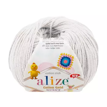 Пряжа Alize 'Cotton Gold Hobby NEW' 50г 165м (55% хлопок, 45% акрил) (533 пастельно-серый)