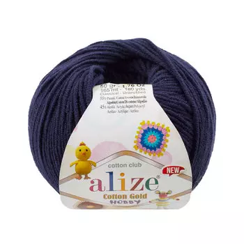 Пряжа Alize 'Cotton Gold Hobby NEW' 50г 165м (55% хлопок, 45% акрил) (58 темно-синий)
