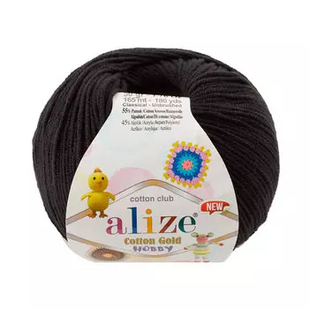 Пряжа Alize 'Cotton Gold Hobby NEW' 50г 165м (55% хлопок, 45% акрил) (60 черный)