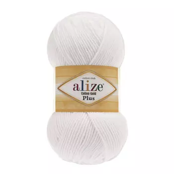 Пряжа ALIZE 'Cotton Gold Plus' 100гр., 200м. (55%хлопок, 45%акрил) ТУ (55 белый)