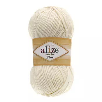 Пряжа ALIZE 'Cotton Gold Plus' 100гр., 200м. (55%хлопок, 45%акрил) ТУ (01 кремовый)