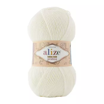 Пряжа ALIZE 'Cotton Gold Pratica' 100гр, 220м (55%хлопок, 45%акрил) (62 молочный)