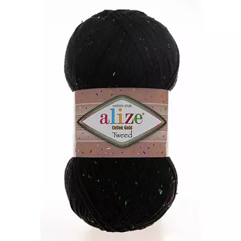 Пряжа Alize 'Cotton Gold Tweed' 100г 330м (57% хлопок, 40% акрил, 3% полиэстер) (60 черный)