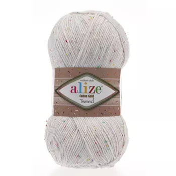Пряжа Alize 'Cotton Gold Tweed' 100г 330м (57% хлопок, 40% акрил, 3% полиэстер) (55 белый)