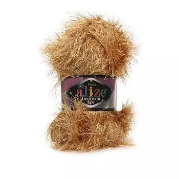 Пряжа ALIZE 'Decofur SIM' 100гр. 100м. (80% полиэстер, 20% металлик) ТУ (9501 бежевый)