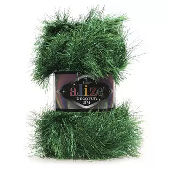 Пряжа ALIZE 'Decofur SIM' 100гр. 100м. (80% полиэстер, 20% металлик) ТУ (59501 зеленая трава)