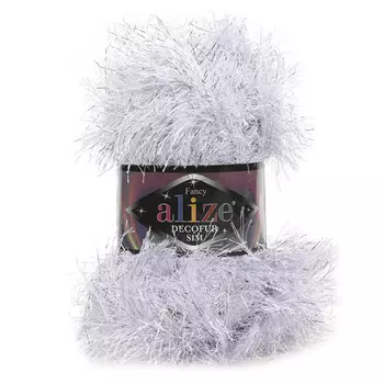 Пряжа ALIZE 'Decofur SIM' 100гр. 100м. (80% полиэстер, 20% металлик) ТУ (5501 белый с жемчугом)