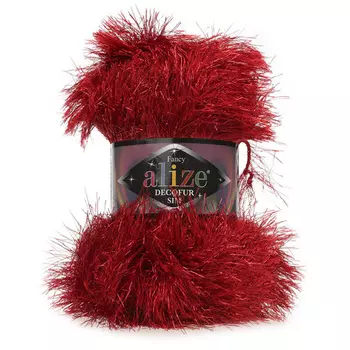 Пряжа ALIZE 'Decofur SIM' 100гр. 100м. (80% полиэстер, 20% металлик) ТУ (5601 красный)