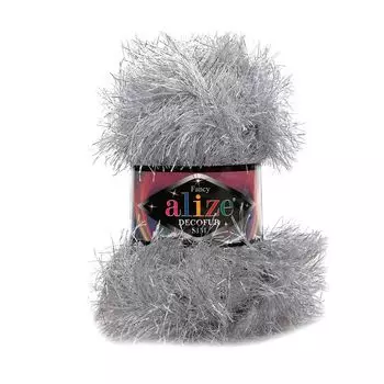 Пряжа ALIZE 'Decofur SIM' 100гр. 100м. (80% полиэстер, 20% металлик) ТУ (2101 серый)