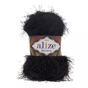 Пряжа ALIZE 'Decofur' травка 100гр. 110м. (100%п/э) ТУ (60 черный)