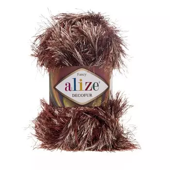 Пряжа ALIZE 'Decofur' травка 100гр. 110м. (100%п/э) ТУ (1365 т.коричневый меланж)