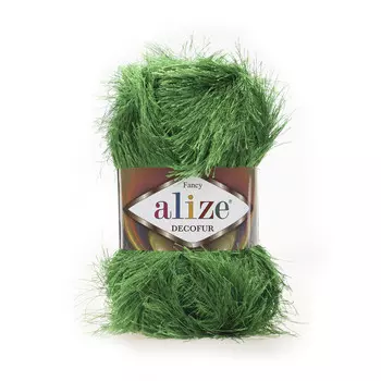 Пряжа ALIZE 'Decofur' травка 100гр. 110м. (100%п/э) ТУ (595 зеленая трава)