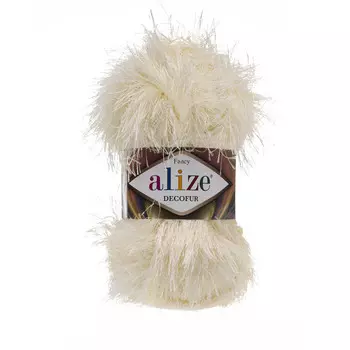 Пряжа ALIZE 'Decofur' травка 100гр. 110м. (100%п/э) ТУ (01 кремовый)
