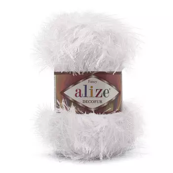 Пряжа ALIZE 'Decofur' травка 100гр. 110м. (100%п/э) ТУ (55 белый)