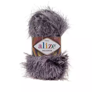 Пряжа ALIZE 'Decofur' травка 100гр. 110м. (100%п/э) ТУ (87 угольно серый)