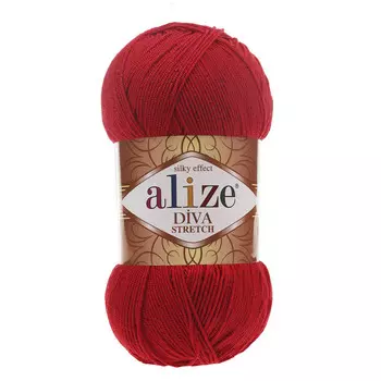 Пряжа ALIZE 'Diva stretch' 100гр. 400м. (92% микроакрил, 8%эластик) (106 красный)