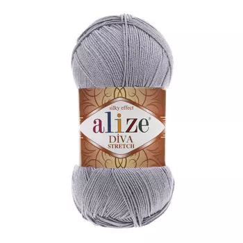 Пряжа ALIZE 'Diva stretch' 100гр. 400м. (92% микроакрил, 8%эластик) (253 серый)