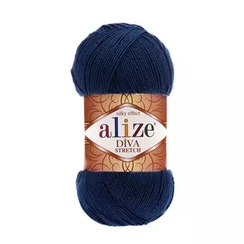 Пряжа ALIZE 'Diva stretch' 100гр. 400м. (92% микроакрил, 8%эластик) (361 т.синий)