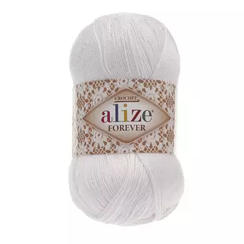 Пряжа ALIZE 'Forever crochet' 50гр. 300м. (100% микроакрил) ТУ (55 белый)