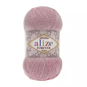 Пряжа ALIZE 'Forever crochet simli' 50гр. 280м. (96%микрофибра акрил,4%металик)ТУ (32 светло-розовый)