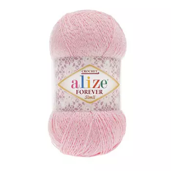 Пряжа ALIZE 'Forever crochet simli' 50гр. 280м. (96%микрофибра акрил,4%металик)ТУ (185 пастельно-розовый)