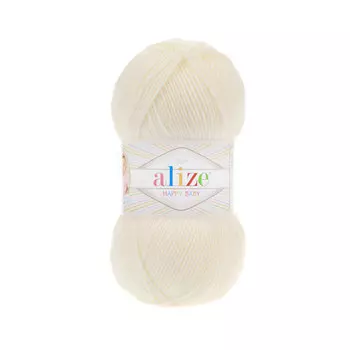 Пряжа ALIZE 'HAPPY BABY' 100гр. 350м (65% Акрил - 35 % Полиамид) (62 светло-молочный)