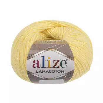 Пряжа Alize 'Lanacoton' 50г 160м (26% шерсть, 26% хлопок, 48% акрил) (187 светлый лимон)