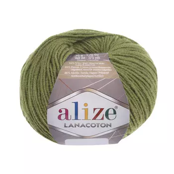 Пряжа Alize 'Lanacoton' 50г 160м (26% шерсть, 26% хлопок, 48% акрил) (485 зеленый)