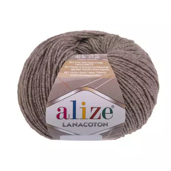 Пряжа Alize 'Lanacoton' 50г 160м (26% шерсть, 26% хлопок, 48% акрил) (688 кофейно-бежевый меланж)