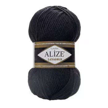 Пряжа ALIZE 'Lanagold' 100гр., 240м (49%шерсть, 51%акрил) (60 черный)