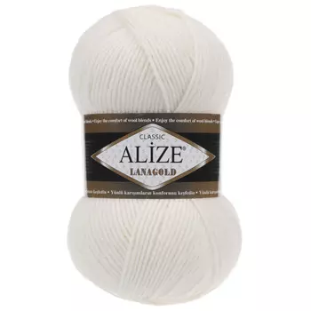Пряжа ALIZE 'Lanagold' 100гр., 240м (49%шерсть, 51%акрил) (450 жемчужный)