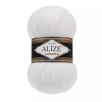 Пряжа ALIZE 'Lanagold' 100гр., 240м (49%шерсть, 51%акрил) (55 белый)