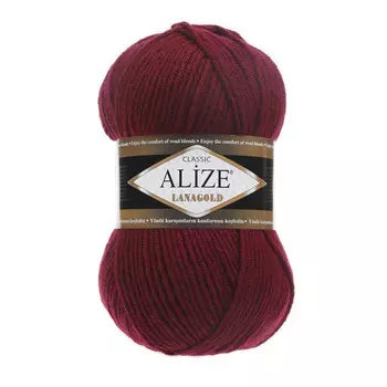 Пряжа ALIZE 'Lanagold' 100гр., 240м (49%шерсть, 51%акрил) (57 бордо)