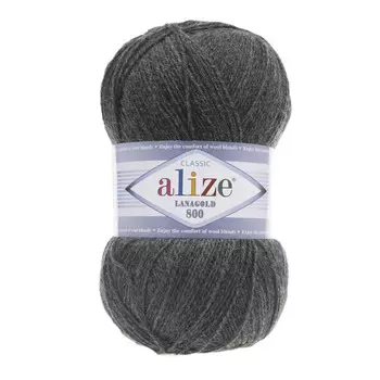 Пряжа ALIZE 'Lanagold 800' 100гр.,730м (49%шерсть, 51%акрил) (182 средне-серый меланж)