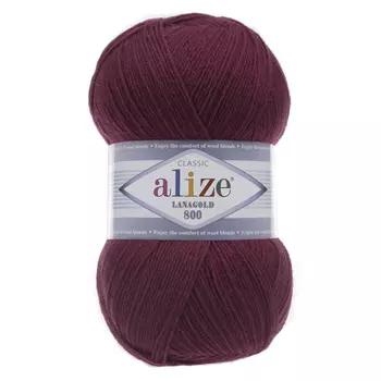 Пряжа ALIZE 'Lanagold 800' 100гр.,800м (49%шерсть, 51%акрил) (495 бордо)