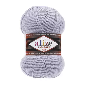Пряжа ALIZE 'Lanagold fine' 100 гр. 390м (49%шерсть, 51% акрил) (200 светло-серый)