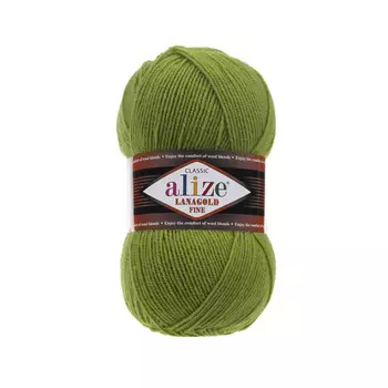 Пряжа ALIZE 'Lanagold fine' 100 гр. 390м (49%шерсть, 51% акрил) (485 зеленая черепаха)