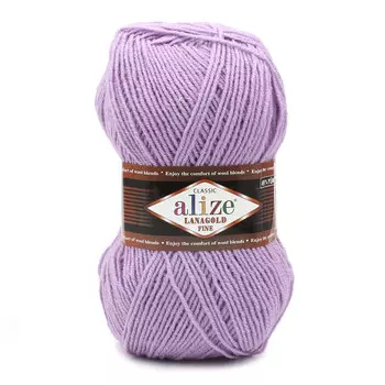 Пряжа ALIZE 'Lanagold fine' 100 гр. 390м (49%шерсть, 51% акрил) (166 лиловый)