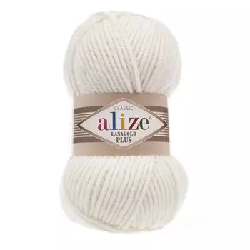 Пряжа ALIZE 'Lanagold Plus' 100гр. 140м (49% шерсть, 51% акрил) (62 молочный)