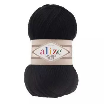 Пряжа ALIZE 'Lanagold Plus' 100гр. 140м (49% шерсть, 51% акрил) (60 черный)