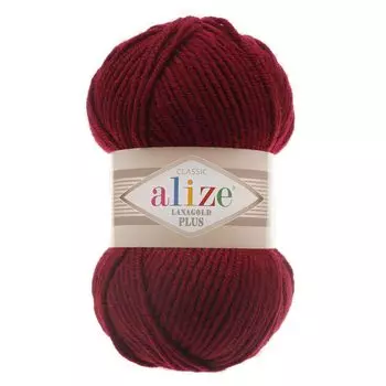 Пряжа ALIZE 'Lanagold Plus' 100гр. 140м (49% шерсть, 51% акрил) (57 бордовый)