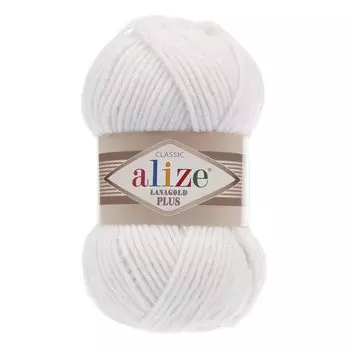 Пряжа ALIZE 'Lanagold Plus' 100гр. 140м (49% шерсть, 51% акрил) (55 белый)