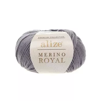 Пряжа Alize 'Merino Royal' 50г 100м (100% шерсть) (87 темно-серый)