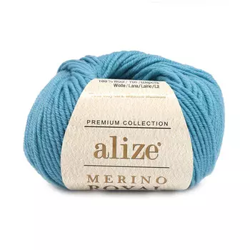 Пряжа Alize 'Merino Royal' 50г 100м (100% шерсть) (462 лазурный)