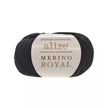 Пряжа Alize 'Merino Royal' 50г 100м (100% шерсть) (60 черный)