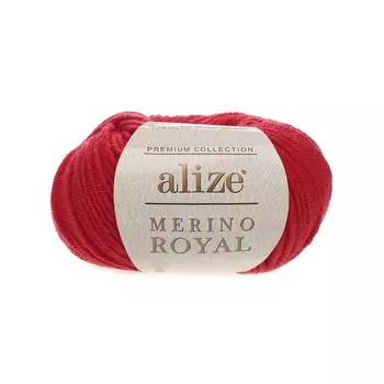 Пряжа Alize 'Merino Royal' 50г 100м (100% шерсть) (56 красный)